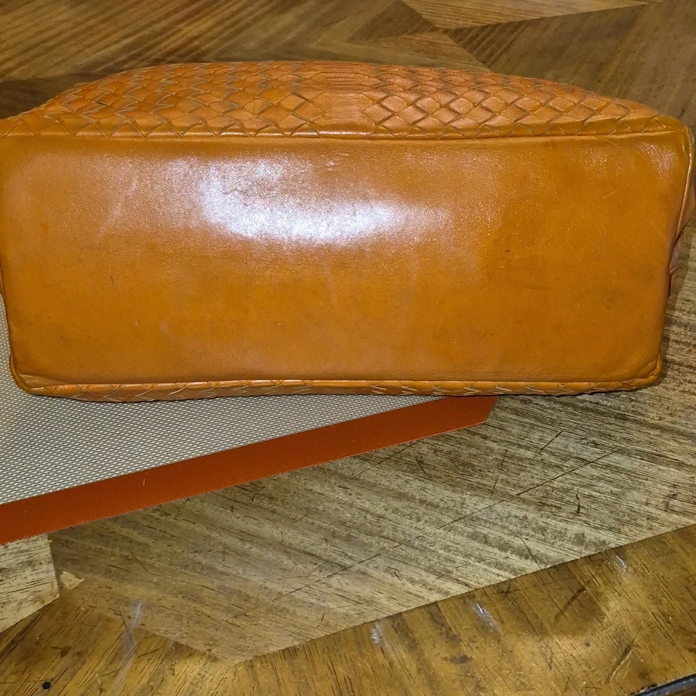 Bottega Veneta Persimmon Intrecciato Woven Leather Tote With Blue Suede Interior - Picture 6 of 14